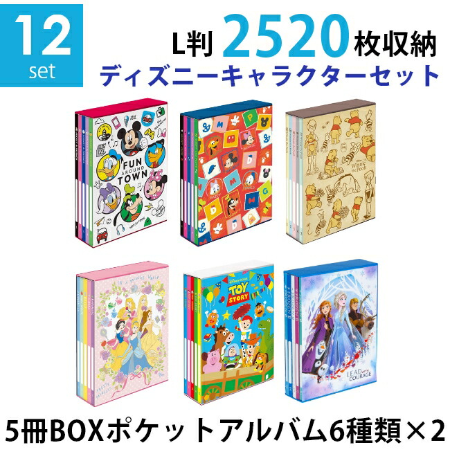 送料無料 バラまとめ買いセット ナカバヤシ 2520枚収納 通販 5冊boxポケットアルバム6種類 2個セット ディズニーキャラクターセット ミッキー フレンズ1 パーツ くまのプーさん プリンセス トイ ストーリー アナと雪の女王2 写真台紙 L判3段 2520枚収納 写真整理