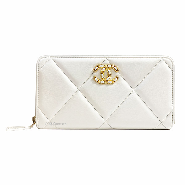 ナインティーン 年秋冬コレクション ロング ジップ 箱 Chanel 19 シャネル ウォレット 新品 Chanel リボン Chanel Zip 長財布 ゴートスキン 白 ホワイト ゴールド金具 Ap1063 B 箱 リボン ラッピング 心斎橋ミュゼchanel シャネル 長財布 白 ゴートスキン