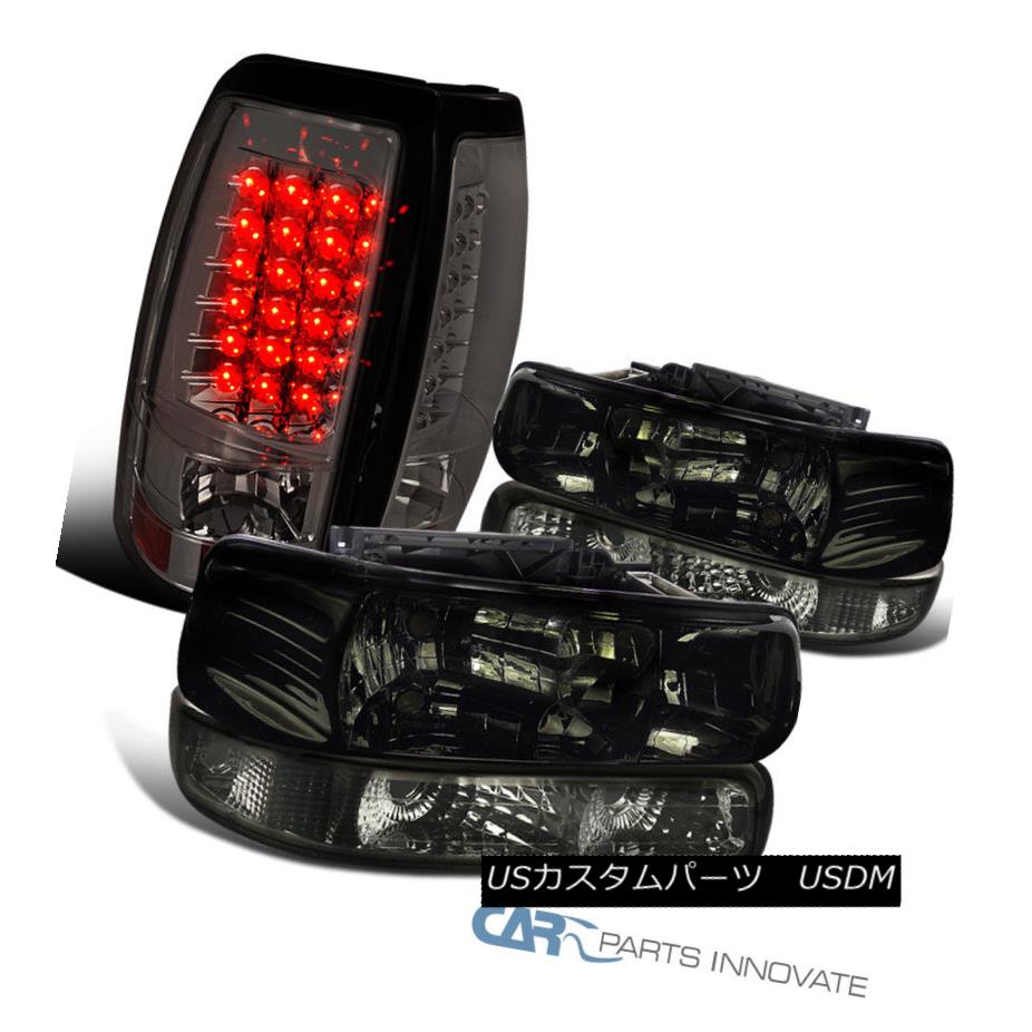 CHROME AMBER BUMPER HEADLIGHT+BLACK LED TAIL LIGHT FOR 99-02 CHEVY SILVERADO