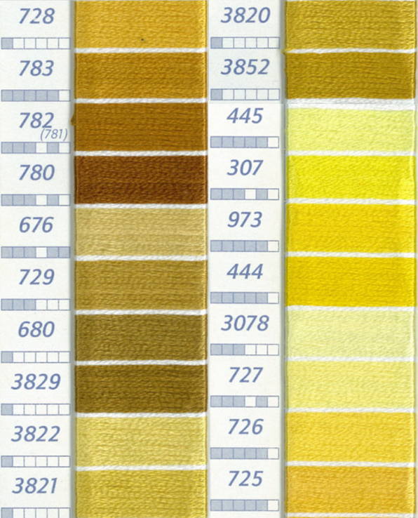 黄色派)第728个～第725个第25个绣花线十字花刺绣线刺绣绣花线dmc