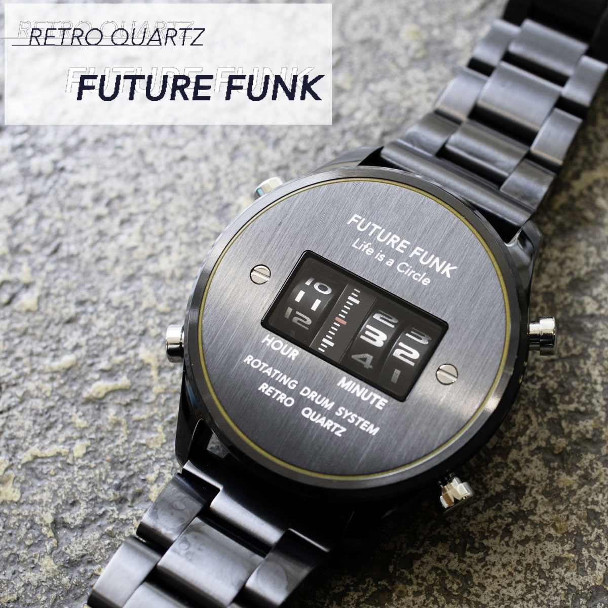 Future Funk フューチャーファンク Future Ff102 Bkyl Mt クオーツ腕時計 アウター メンズ ブラック ブラック アナログ デジタル ウォッチ メタルバンド ギフト プレゼント Sputnicks スプートニクス 鮮度のある Retro Future