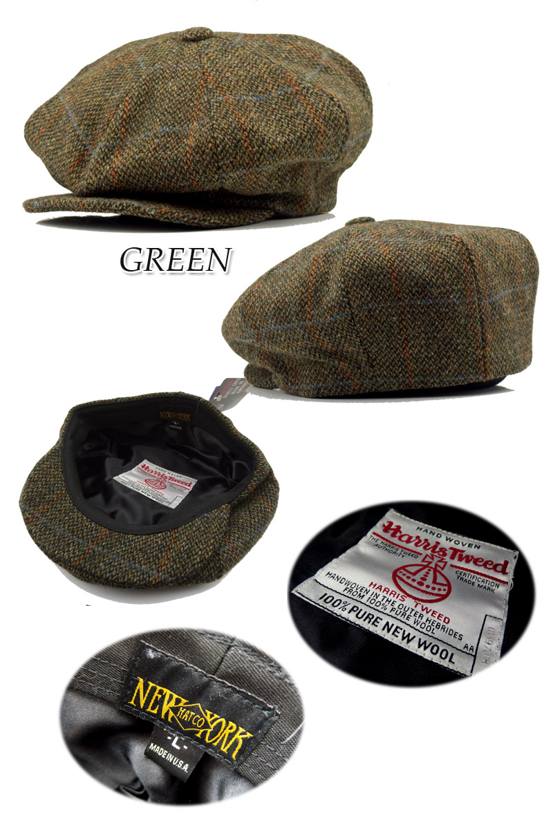 newyorkhat#9095 harris tweed newsboy green哈里斯苏格兰呢报童