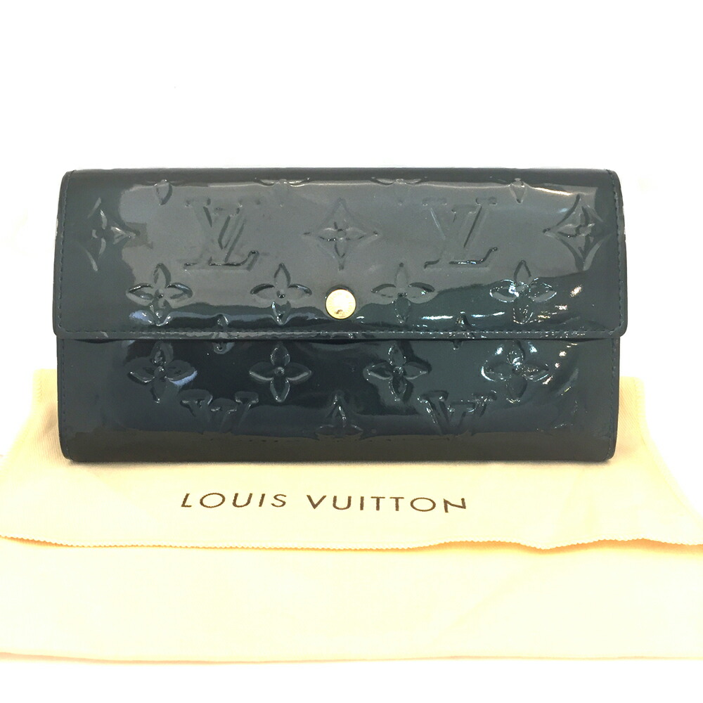 中古 Louis Vuitton ルイヴィトン ヴェルニ ポルトフォイユ 財布 ケース モスグリーン レディース Vuitton 長財布 すぎ質店 中古 Louis 店