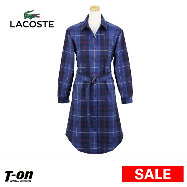 50 Off Sale ラコステ Lacoste 日本正規品 レディース ダンス ワンピース Sinacova 長袖 50 Off シャツワンピース ツイルコットン素材 タータンチェック柄 ベルト付き ロゴワッペン付き 送料無料 ゴルフウェア ｔ ｏｎ ティーオン 50 Offセール ラコステ