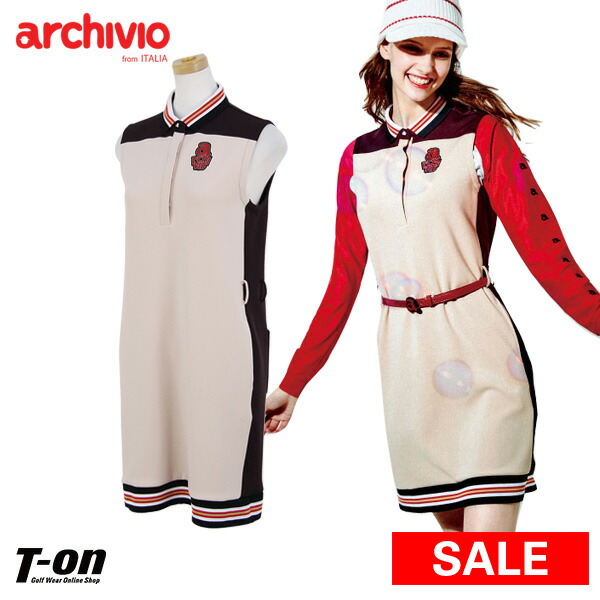 アルチビオ Apparel Archivio レディース ワンピース ノースリーブ ストレッチ カラー切り替えデザイン ライン入りリブ ロゴワッペン 送料無料 19 ワンピース 秋冬 新作 ゴルフウェア Archivio t on ティーオン 小さいサイズ有り 19 価格は安く 秋冬