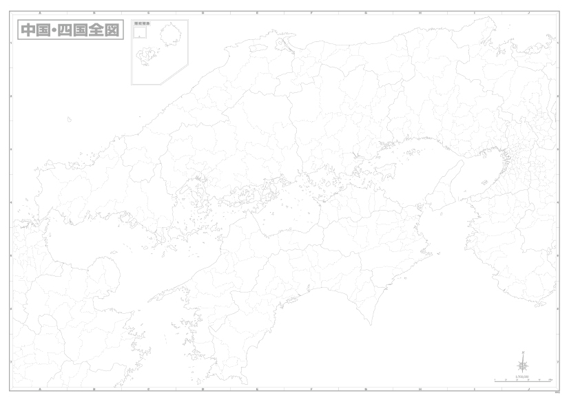 ｂ０判中国四国白地図ポスター 地図の店とうぶんしゃ 千葉県 店大きい 中国 四国 埼玉県 白 地図 インテリア地図 壁掛け 白地図 会議室 役員室 送料無料