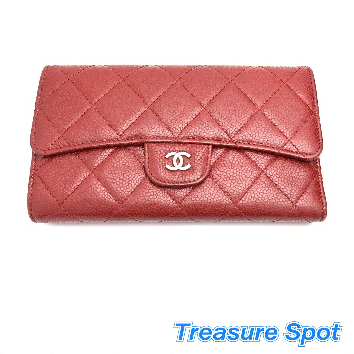 CHANEL シャネル 長財布 レッド キャビアスキン CHANEL【トレジャースポット】 【中古】：Treasure Spot