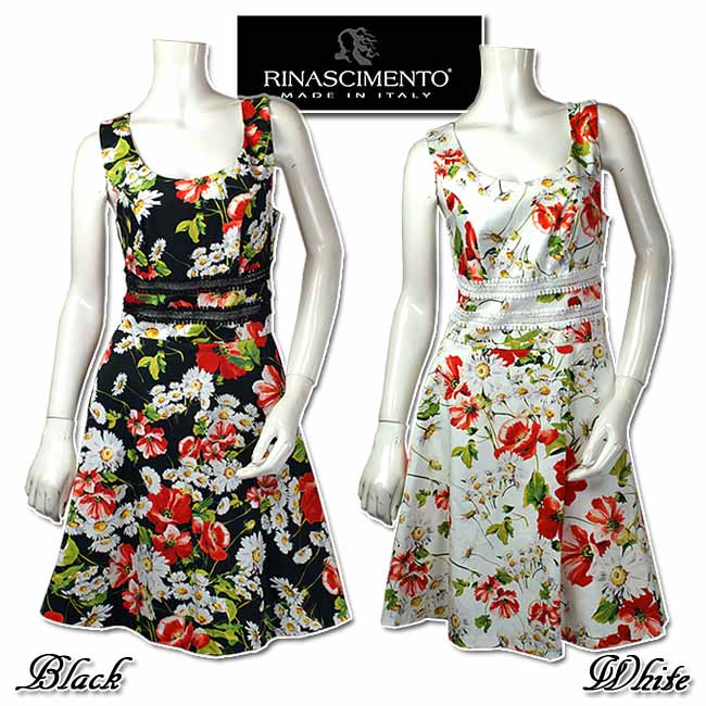 合わせ買い対象 Outletイタリア Rinascimento ワンピース リナシメント リナシメント バイヤーikukoお薦め マーガレット とポピーが綺麗なボタニカル柄ワンピース ブラック系とホワイト系 サイズs Derhy 当初価格税抜30000円 新着商品 セレクトショップub店 送料
