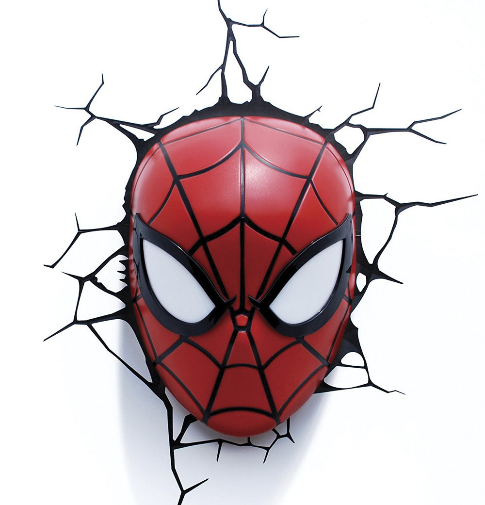 Spider Man マスク スパイダーマン Mask 3d 3d Deco Light スパイダーマン 3dデコライト マスク ひび割れステッカー ウォールライト Usa Hobby Land