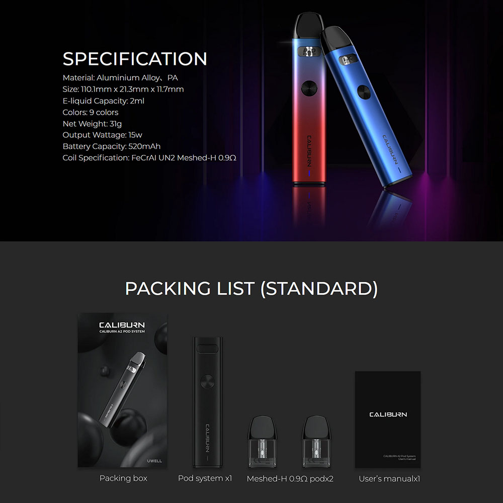 Uwell Caliburn Ak Pod System Kit Ml W Mah Vape