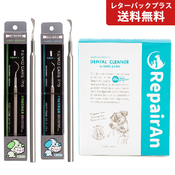 返品送料無料 Repairan リペアン デンタルクリーナー セット 回分入 犬口ケア リペアン プロ仕様 スケーラー シャープ フラット 各1個 各1個 セット 犬用歯石除去具 送料無料レターパックプラス発送商品 代金引換不可 日時指定不可 アエコム犬 歯磨き