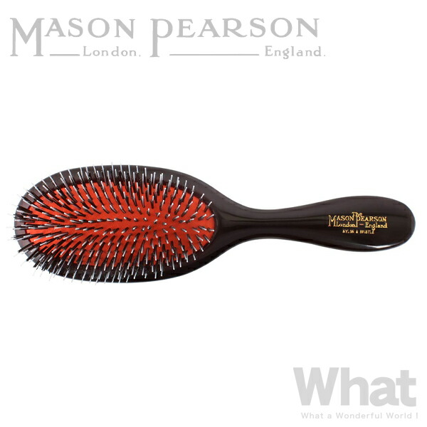 ヘアブラシ クリーニングブラシ付 メイソンピアソン Pearson ダークルビー ハンディミックス ブラシ Pearson お茶 天然 薩摩 ハンドメイド Mason 髪 猪毛 ナイロン Handy Mix デザイン雑貨 英国 イギリス 山形屋猪毛 ナイロン毛をミックスした英国伝統の高級