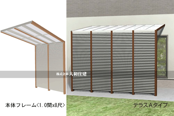 1階用 送料無料 大和住建 竹フェンス 目隠し付 1 0間8尺 ポスト H2500 立水栓 複合 カラー ベランダ 地域限定 屋根と前面目隠し が一体化 隣家との距離が近いお宅におすすめ 気になる視線を和らげ 憩のスペースとして 店 テラス屋根 Aタイプ 正面パネル1型