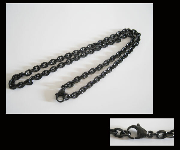 【楽天市場】ステンレス ネックレス 4面カットあずきチェーン黒色5mm選択可50cm 55cm 60cm 65cm 金属アレルギー対応