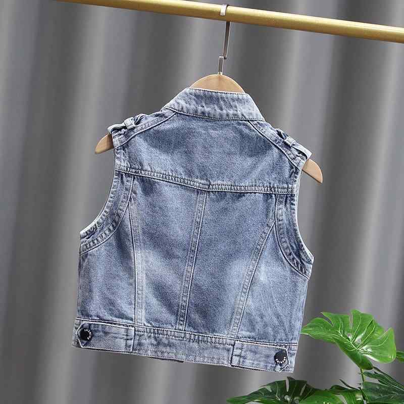キッズ 男の子 女の子 子供服 ベビー デニム ベスト ノースリーブ ジャケット Gジャン 春秋 ストリート チョッキ ブルー ジッパー 韓国