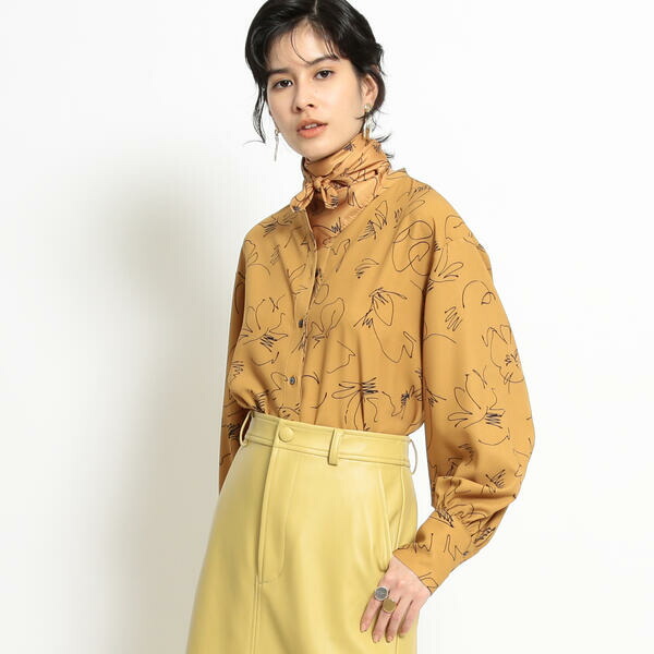 シャツ ブラウス 春夏新作 ｒａｙ ｂｅａｍｓ プリント バンドカラー ブラウス レイビームス Shoxruxtj Com