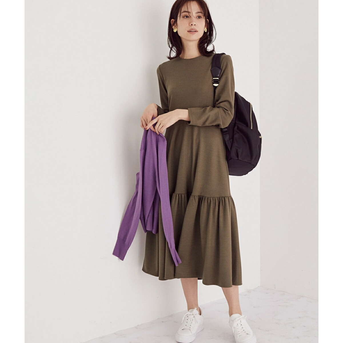 新しい到着 ワンピース 圧縮ウールジャージーティアードワンピース ロペ Dgb Gov Bf