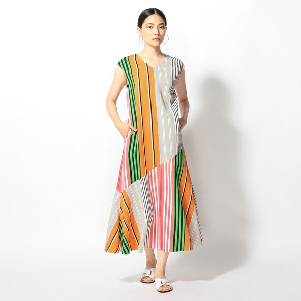 楽天市場 マルチストライプ裾フレアワンピース ノーリーズ 丸井 マルイ 楽天市場店