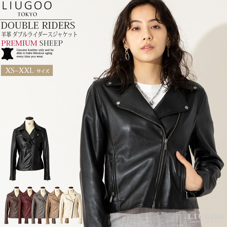 本革 ダブルライダースジャケット レディース リューグー DRY02LB／リューグー（LIUGOO）