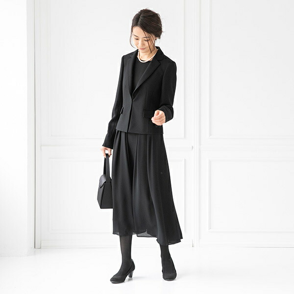 楽天市場 喪服 礼服 ブラックフォーマル テーラードジャケット ロングフレアワンピース フォーマルスーツ フォルムフォルマ 丸井 マルイ 楽天市場店