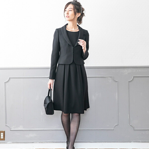 人気特価激安 喪服 礼服 ブラックフォーマルスーツ ショールカラージャケット フレアワンピース フォルムフォルマ 3 4点セット Williamsav Com