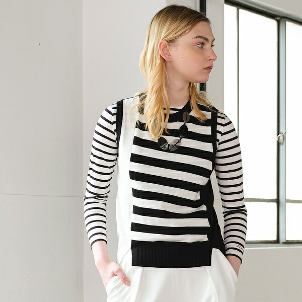 魅力的な 楽天市場 アシメトリー ボーダーニットベスト リリアンビューティ エクラ 丸井 マルイ 楽天市場店 人気ブランドを Csckerala Com