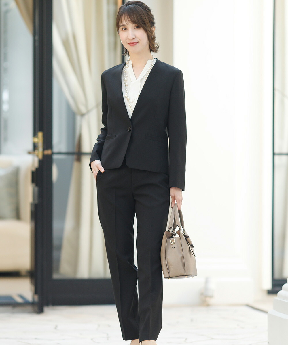 ノーカラーパンツスーツセット レディース プールヴー Marchesoni Com Br