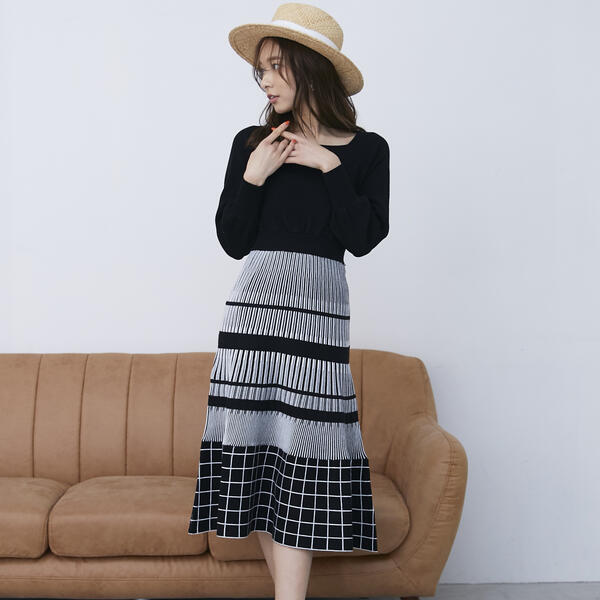 Sale ワンピース 大きいサイズ ワンピース ボーダー柄ニットワンピース クイーンズコート 丸井 マルイ 店