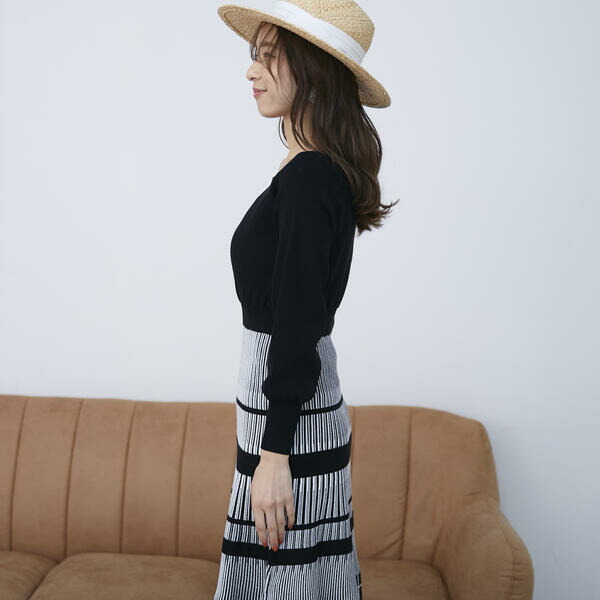 Sale ワンピース 大きいサイズ ワンピース ボーダー柄ニットワンピース クイーンズコート 丸井 マルイ 店