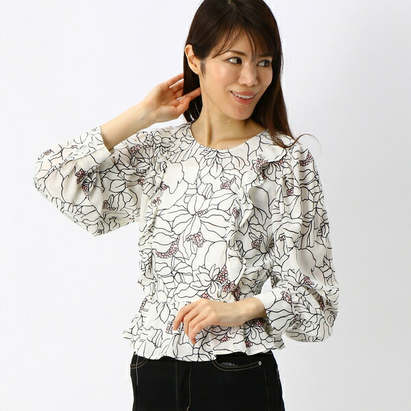 肌触りがいい 楽天市場 線画花柄ﾌﾟﾘﾝﾄﾌﾘﾙ付ﾌﾞﾗｳｽ カールパークレーン 丸井 マルイ 楽天市場店 肌触りがいい Www Peugeot Tuning Parts Co Uk