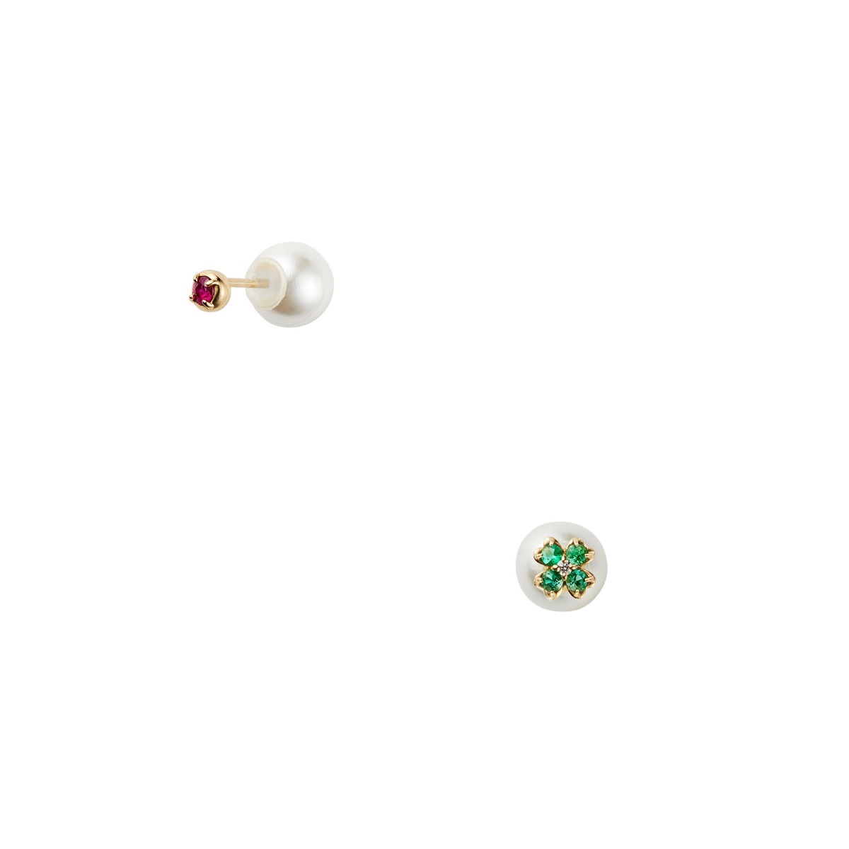 K10黄ゴールド エメラルド パールピアス Va ヴァン穹窿墓場 Inebe Com Ge