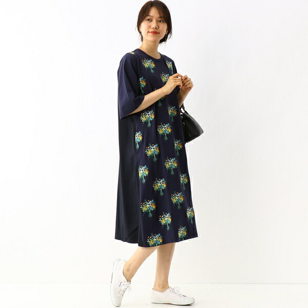 レディースファッション ワンピース 楽天スーパーセール リヨセルツイルソレイユブーケ刺しゅう 天竺ワンピース スーパーハッカ Belisa Hu