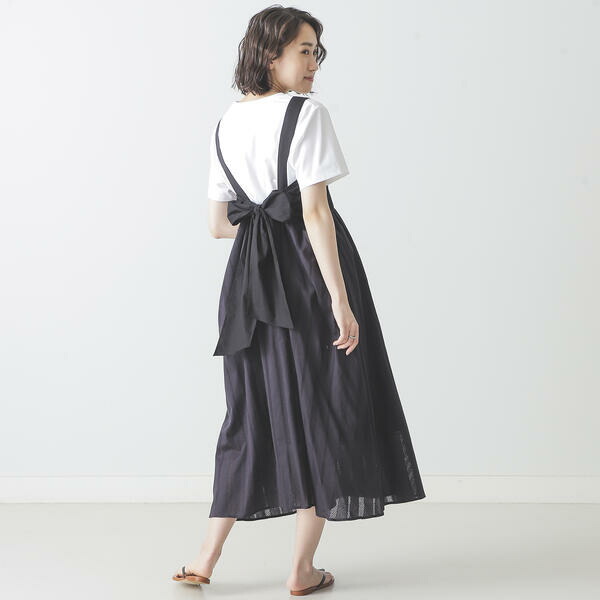 甘さのあるカジュアルワンピース ライツレディースファッション ライツ 丸井 マルイ 店 ワンピース ｂｅａｍｓ ｌｉｇｈｔｓ カラミ ストライプ バック リボン ワンピース ビームス