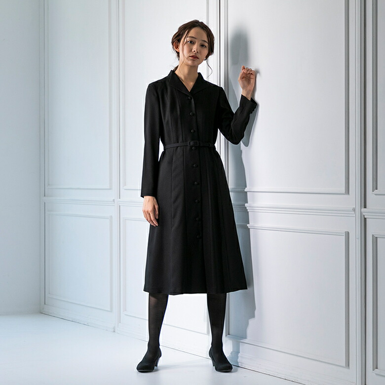 ワンピース 喪服 礼服 ブラックフォーマル フロントボタンフレアワンピース フォルムフォルマ 丸井 マルイ 店