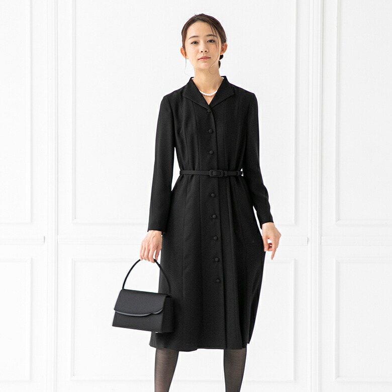 ワンピース 喪服 礼服 ブラックフォーマル フロントボタンフレアワンピース フォルムフォルマ 丸井 マルイ 店