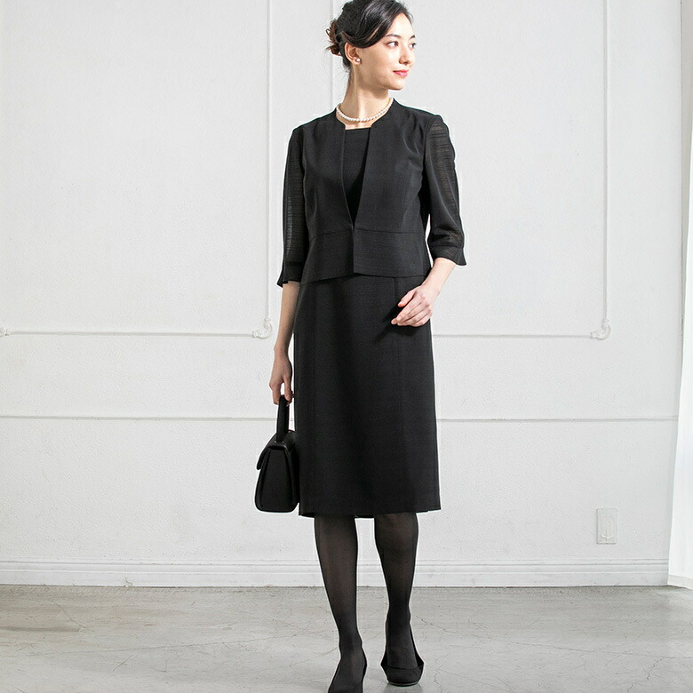 Sale ワンピース 喪服 礼服 ブラックフォーマル ワンピース ウォッシャブル 絽 ランダムボーダーワンピース フォルムフォルマ 丸井 マルイ 店