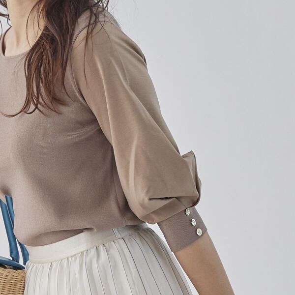 送料込 大きいサイズ 異素材ドッキング袖ボリュームプルオーバー ビアッジョブルー 内祝い Www E Viar Com