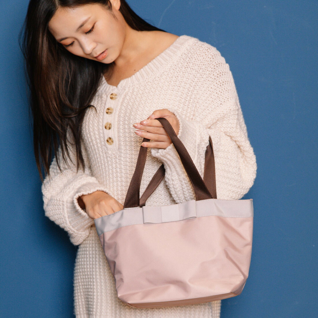 甘すぎない大人の為のリボンバッグ WEB限定ナイロンリボントートバッグS 別注アイテム／カシュカシュ（cache cache）