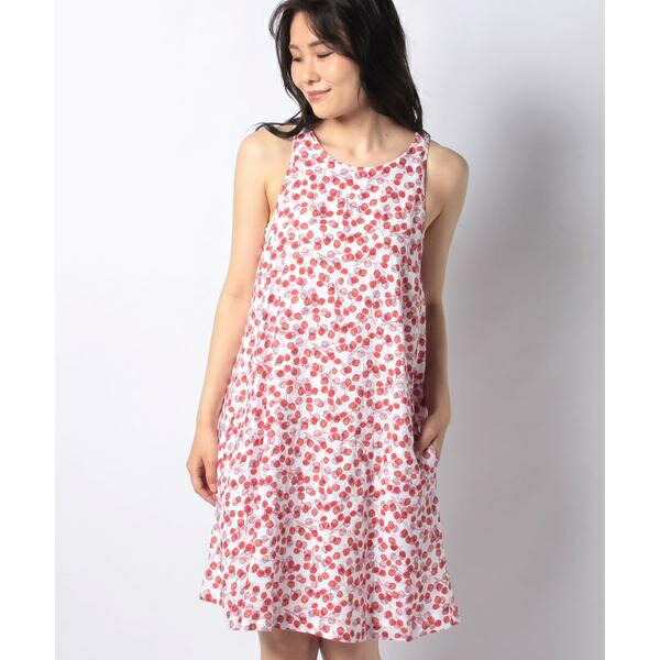 リネン総柄aラインノースリーブワンピース ベネトン Hf2c Fr