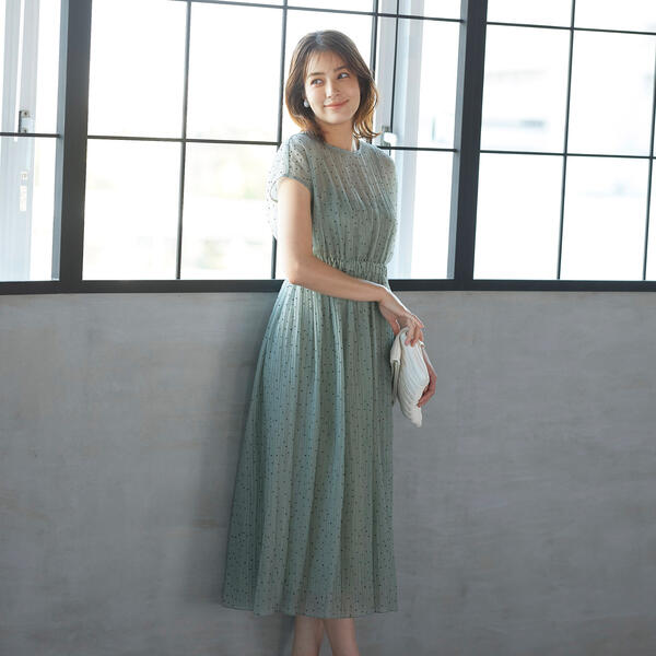 フロッキープリントウエストギャザーフレンチ一無事 清掃織り機で洗える ケティ New そのどこかよそにワンピース Pasadenasportsnow Com