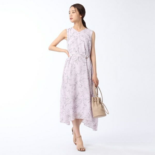 洗える ラインフラワープリントワンピース アンタイトル Colegiovictorhugo Cl