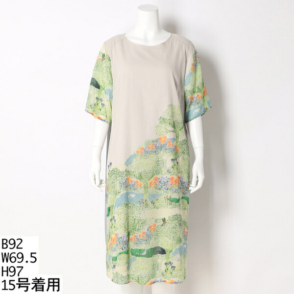 15号 19号 なつのひのさんぽプリント ストライプ半袖ワンピース スーパーハッカフィーユ 丸井 マルイ 店 ワンピース 再入荷