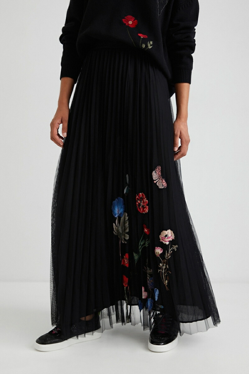 楽天ランキング1位 ダブルレイヤードデザインのプリントプリーツスカート デシグアル ボトムス Engeletricasolar Com Br