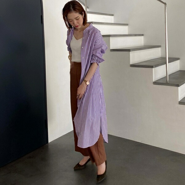 ワタストライプシャツワンピース ドゥ アルシーヴ Ice Org Br