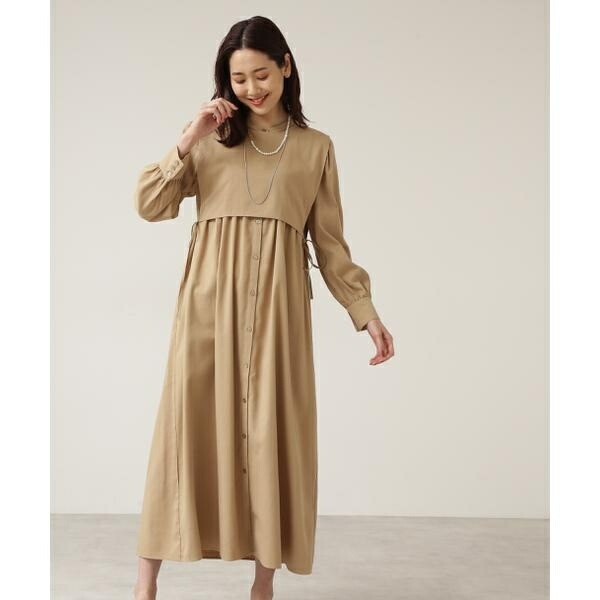 通販人気 ワンピース ビブレイヤードワンピース ナチュラルビューティーベーシックレディースファッション ビブレイヤードワンピース ナチュラルビューティーベーシック 当店の記念日