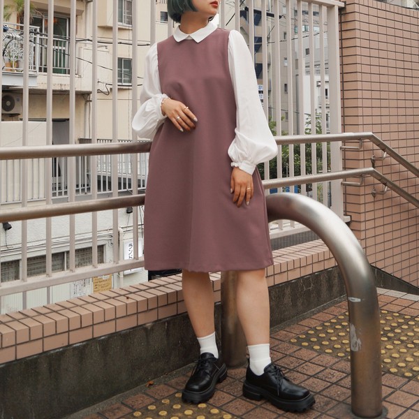 衿配色ツイルワンピース 179 Wg Littlethaicafe Com