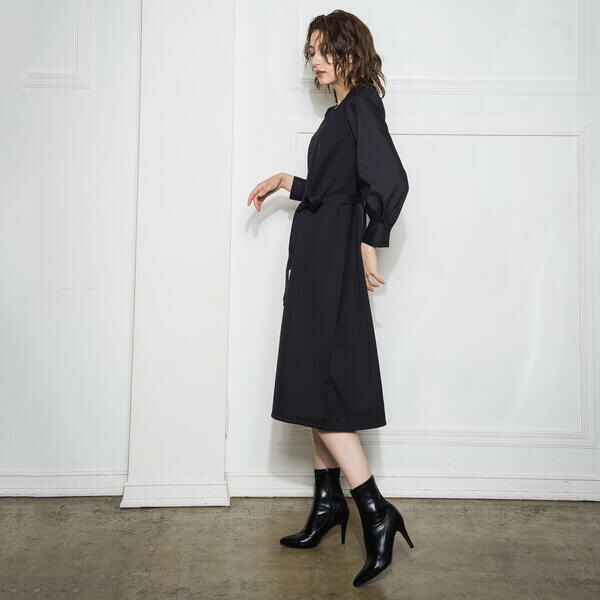 異素材ドッキング ネックワンピース 洗濯機で洗える ケティ Doorsinmotioninc Com