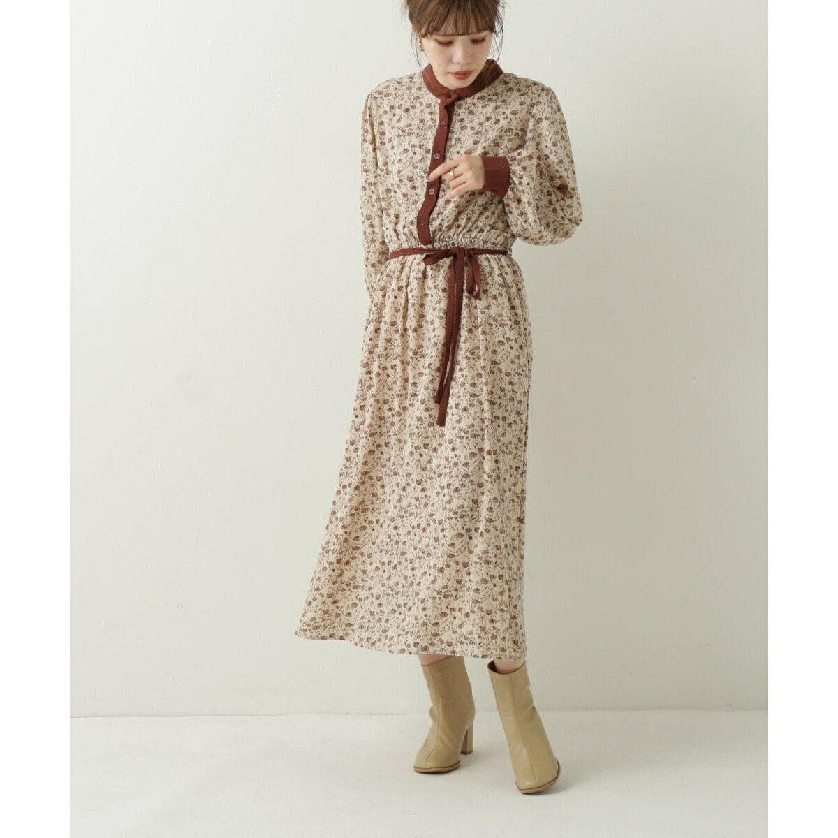 花柄バンドカラーワンピース レイカズン Ice Org Br