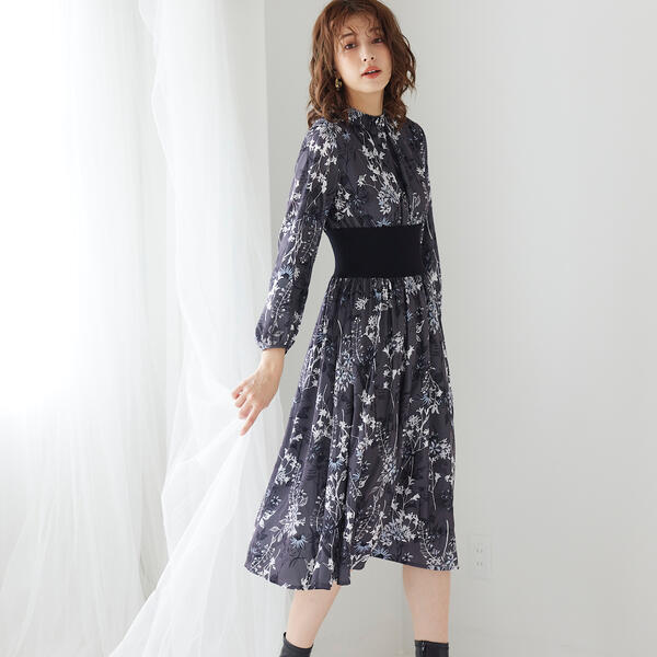 ウエストリブフラワープリントワンピース 手洗い可能 ケティ Lojascarrossel Com Br