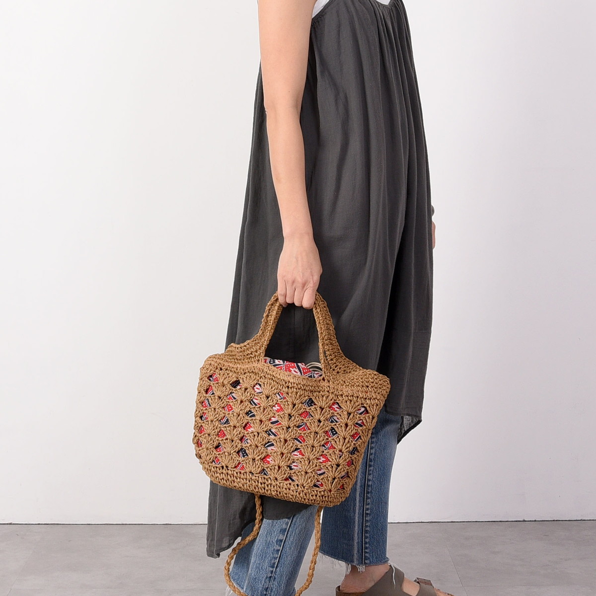 643円 割引価格 クーコ COOCO 透かし編ペーパー2WAYカゴバッグ cooco